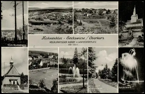 Ansichtskarte Hahnenklee-Bockswiese-Goslar Feuerwerk, Stadt, Bocksberg 1958