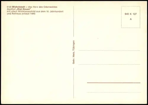 Ansichtskarte Michelstadt Gasthof ,,Drei Hasen" 1978