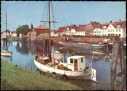 Ansichtskarte Glückstadt Lykstad Binnenhafen 1968