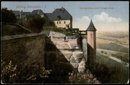 Königstein (Sächsische Schweiz) Georgenburg und Hungerturm. Festung 1921