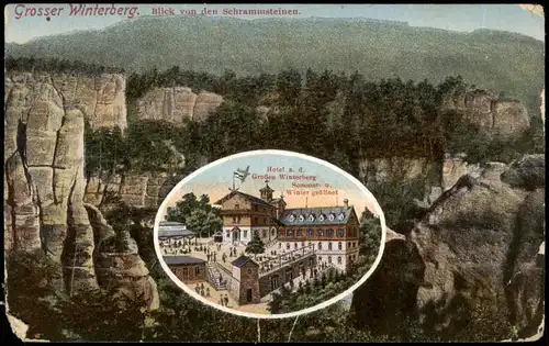 Ansichtskarte Schmilka 2 Bild Großer Winterberg Hotel 1915