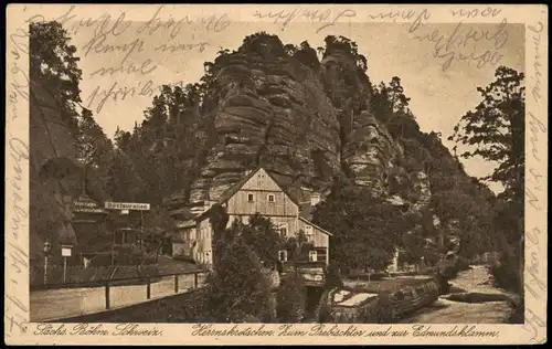 Postcard Herrnskretschen Hřensko Restaurant 1928