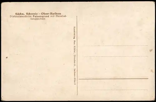 Ansichtskarte Rathen Diakonissenheim Felsengrund mit Haushaltungsschule 1922