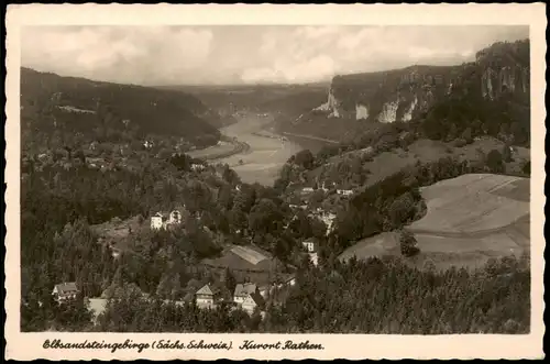 Ansichtskarte Rathen Blick in das Elbtal 1942