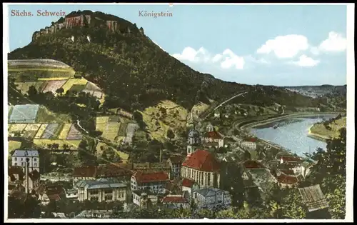 Ansichtskarte Königstein (Sächsische Schweiz) Blick auf die Stadt 1929