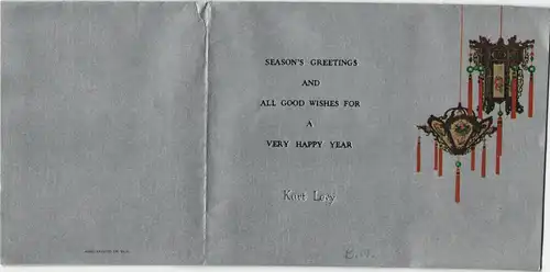 Ansichtskarte  Kurt Levy Season's Greeting Hongkoong, very happy Year 1990