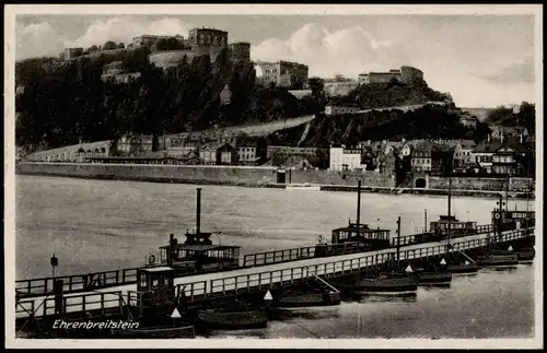 Ansichtskarte Ehrenbreitstein-Koblenz Bootsanleger 1934