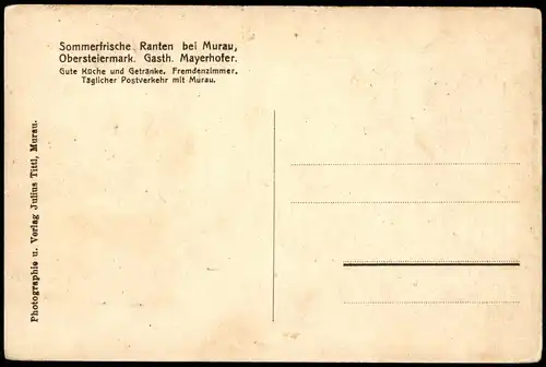 Ansichtskarte Ranten Sommerfrische Ranten bei Murau Obersteiermark 1920