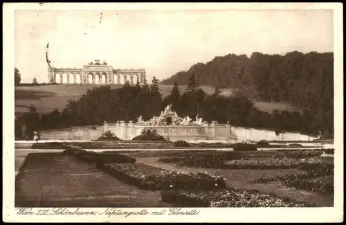 Ansichtskarte Hietzing-Wien Schönbrunn Neptungrotte mit Glorietta 1930