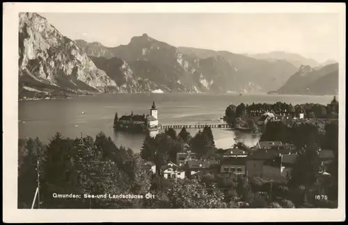 Ansichtskarte Gmunden Panorama Blick See-und Landschloss Ort 1930