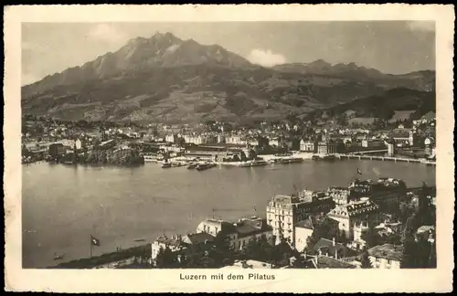 Ansichtskarte Luzern Lucerna Panorama mit Blick zum Pilatus 1912