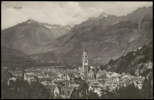 Cartoline Meran Merano Panorama-Ansicht 1910