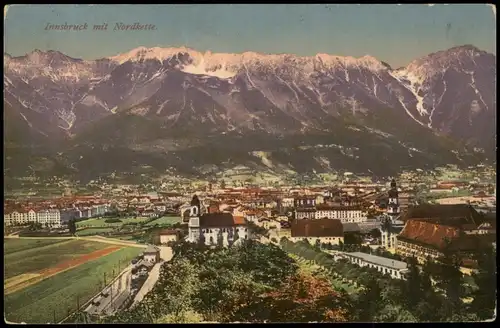 Ansichtskarte Innsbruck Panorama-Ansicht mit Nordkette der Alpen 1915