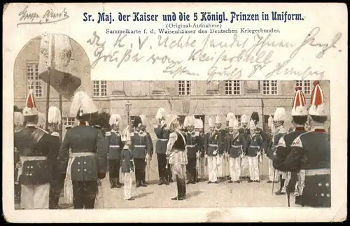 Ansichtskarte  Sr. Maj. der Kaiser und die 5 Königl Prinzen in Uniform 1903