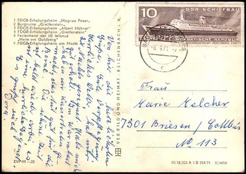 Bad Blankenburg DDR Mehrbildkarte mit FDGB-Erholungsheimer uvm. 1971