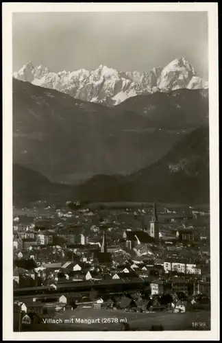 Ansichtskarte Villach Panorama-Ansicht mit Mangart 1935