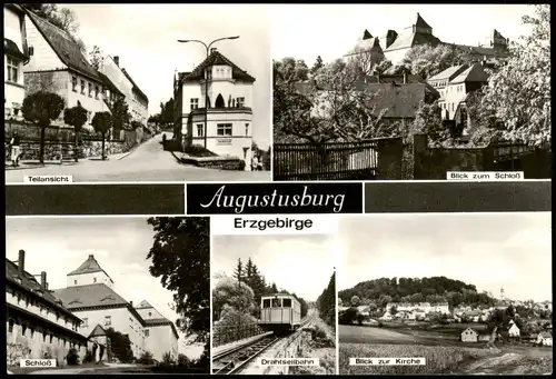 Augustusburg Erzgebirge DDR Mehrbildkarte   ua. Schloß, Drahtseilbahn 1977