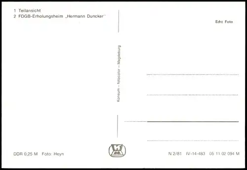 Heubach (Thür. Wald)-Masserberg 2-Bild-AK mit Teil  FDGB-Erholungsheim  1981