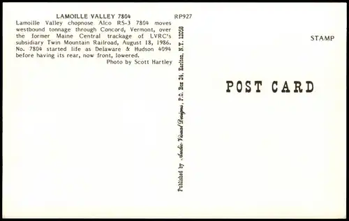 Ansichtskarte  LAMOILLE VALLEY 7804 Eisenbahn Railway Vermont USA 1970