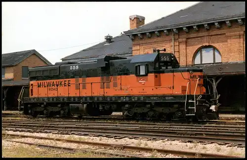 Ansichtskarte  MILWAUKEE ROAD 555 Lokomotive Eisenbahn Railway USA 1970
