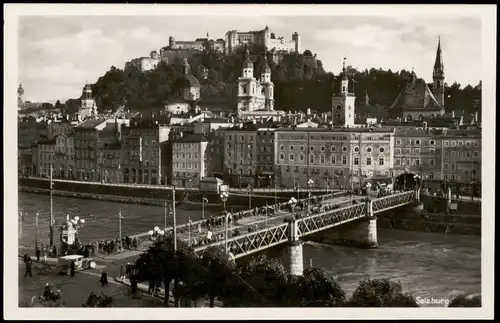 Ansichtskarte Salzburg Staatsbrücke Altstadt u. Salzach 1940