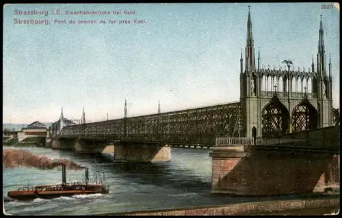 Straßburg Strasbourg Eisenbahnbrücke bel Kehl, Pont du chemin 1910