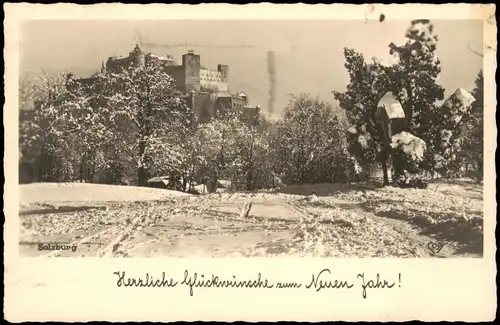 Salzburg Panorama-Ansicht als Glückwunsch AK Zum Neuen Jahr 1931