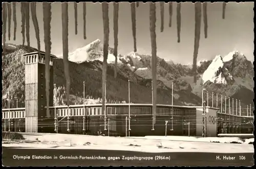 Ansichtskarte Garmisch-Garmisch-Partenkirchen Olympia Eishalle im Winter 1968