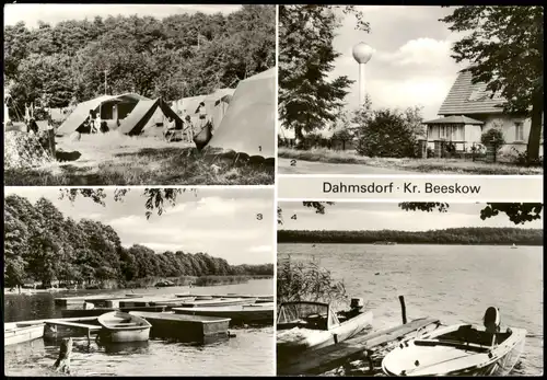 Dahmsdorf-Reichenwalde Zeltplatz, Storkower See, DDR Mehrbild-AK 1980