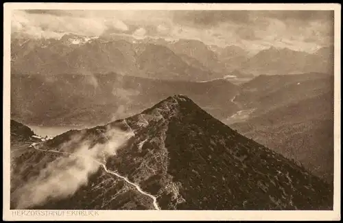 Ansichtskarte Kochel am See Herzogstandhäuser, Wolken Stimmungsbild 1924