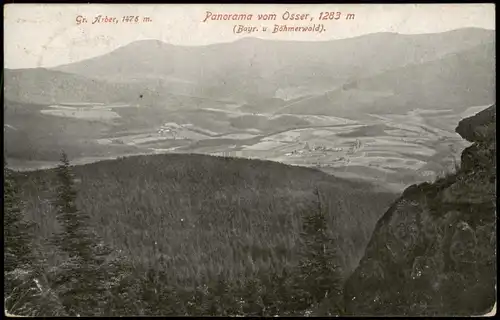 Bayerisch Eisenstein Panorama mit Gr. Arber und Osser, (Bayr. u. Böhmerwald) 1924