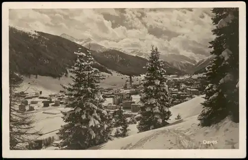 Ansichtskarte Davos Panorama-Ansicht, Winter Stimmungsbild 1930