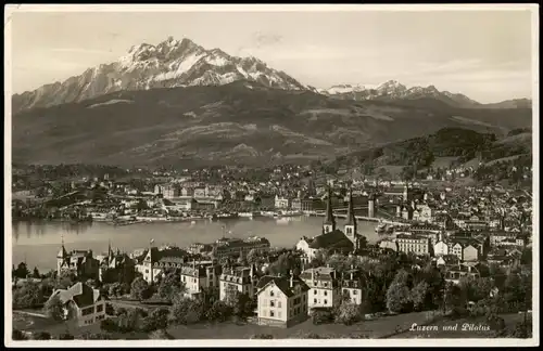 Luzern Lucerna Panorama-Ansicht 1934   gelaufen ab Stempel LUZERN (nach Riesa)