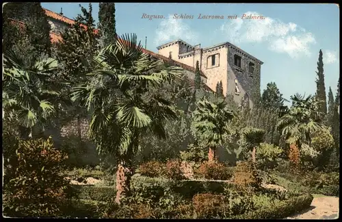 Postcard Ragusa Dubrovnik Ragusa Schloss Lacroma mit Palmen 1910