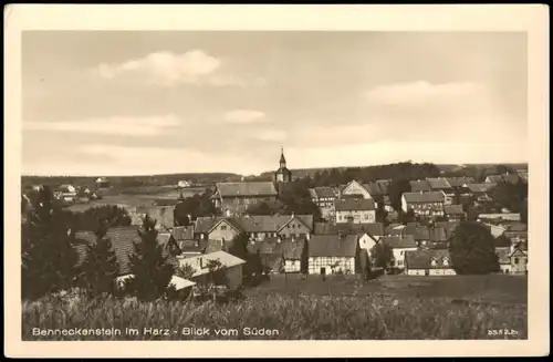 Ansichtskarte Benneckenstein Blick von Süden 1954