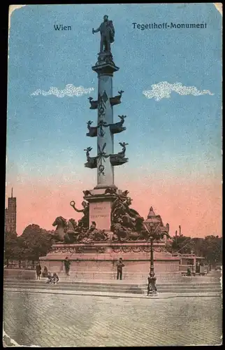 Wien Tegetthoff-Monument 1915   1. WK (K.K. Schützenregiment Nr. 12 Stempel)