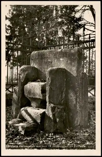 Kärnten Kärntens Herzogstuhl aus dem 13. Jahrhundert am Zollfelde 1950