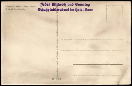 Oberstdorf (Allgäu) Original Schuhplattler; Trachten-Gruppe Personen  Tanz 1930
