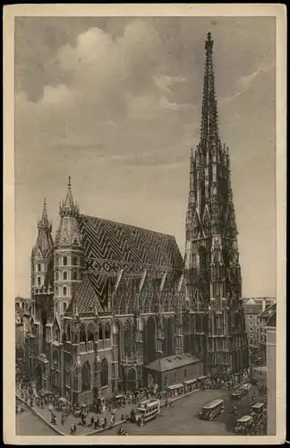 Ansichtskarte Wien belebte Straße am Stephansdom 1930