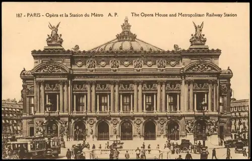 CPA Paris Opera House and Metropolitain Railway Station 1920
