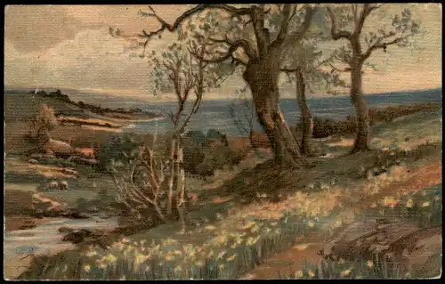Ansichtskarte  Künstlerkarte Stimmungsbild Natur (vermtl. Italien) 1925