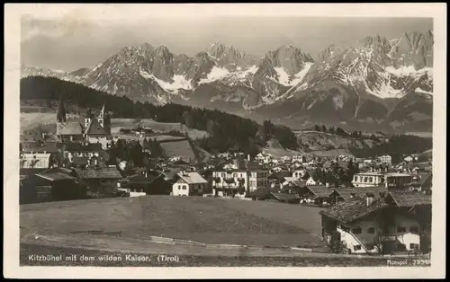 Ansichtskarte Kitzbühel Ortspanorama mit dem wilden Kaiser (Tirol) 1925
