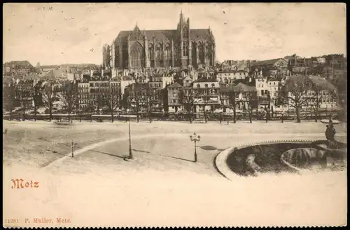 CPA Metz Straßenpartie - Blick auf die Stadt 1912