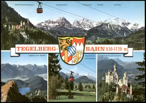 Ansichtskarte Schwangau Mehrbildkarte Tegelbergbahn Bergbahn Bayern 1973