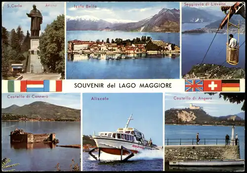 Cartoline .Italien Italia Mehrbildkarte Souvenier del Lago Maggiore 1974