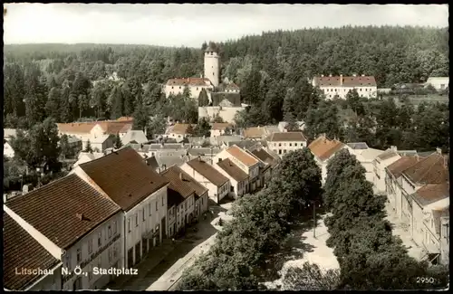 Ansichtskarte Litschau Stadtplatz, Stadt-Panorama 1960