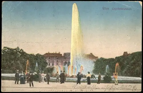 Ansichtskarte Wien Leuchtbrunnen, Fontäne, Wasserspiele 1908
