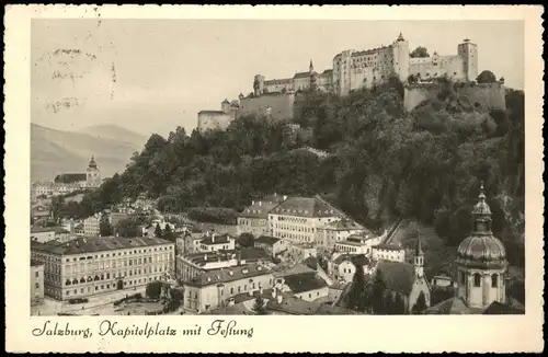 Ansichtskarte Salzburg Panorama mit Kapitelplatz und Festung 1936