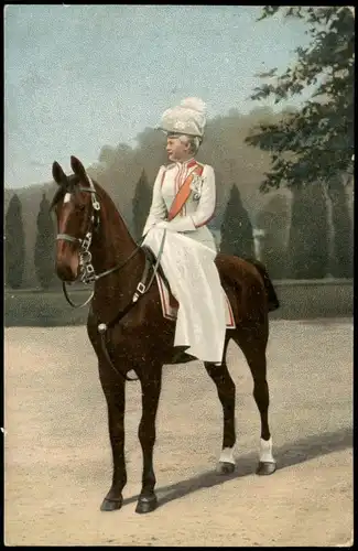 Adel  Persönlichkeiten - Kaiserin auf Pferd 1914  gel. Feldpoststempel
