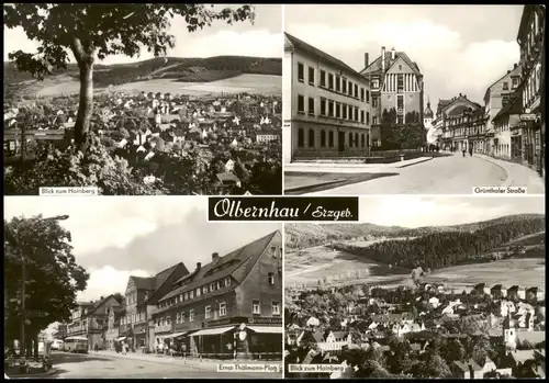 Olbernhau Panorama, Grünthaler Straße, Ernst-Thälmann-Platz, Hainberg 1975